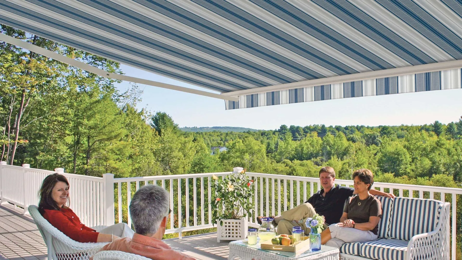 Striped patio awning
